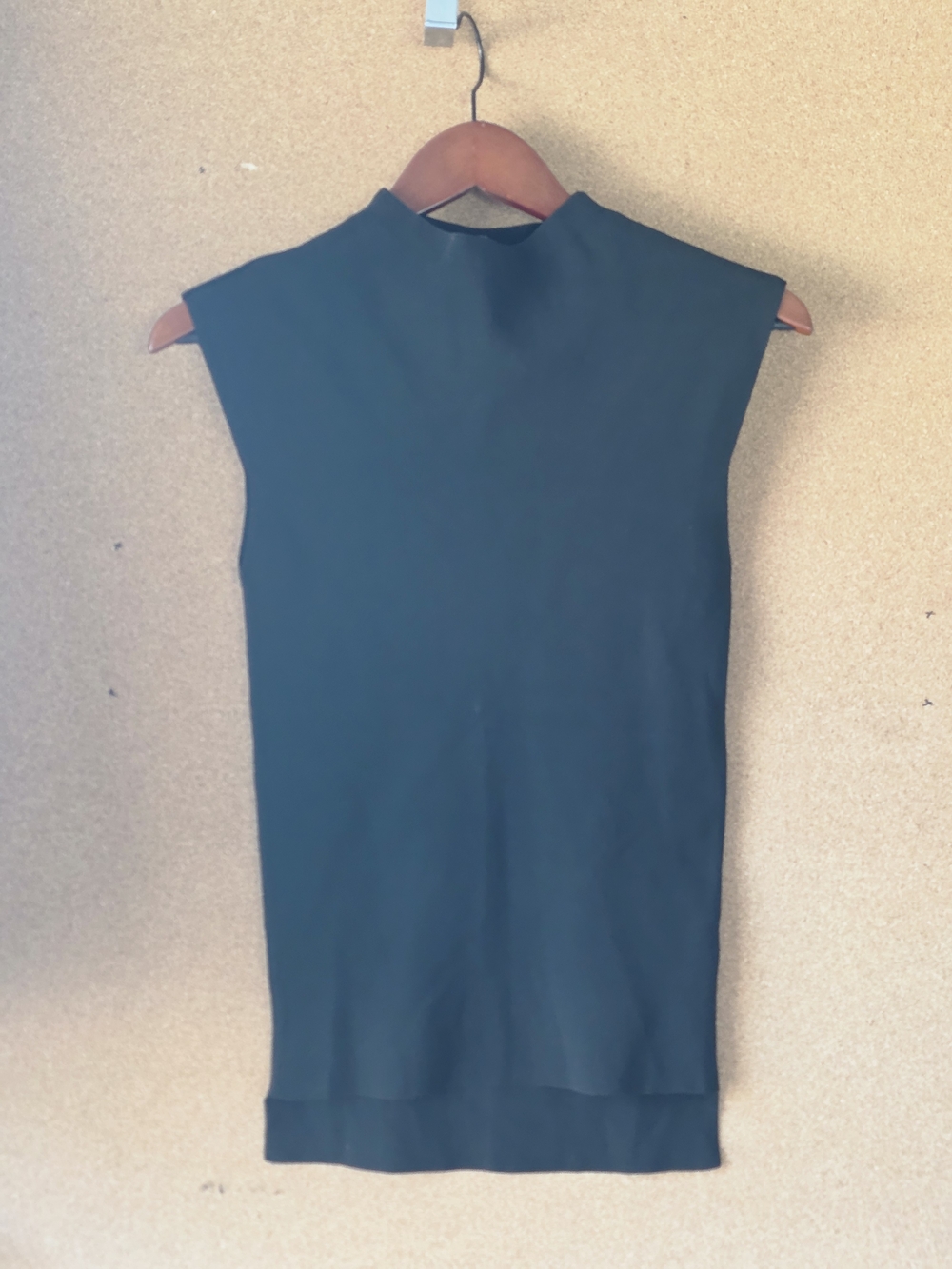 ZARA Black Minimalist Knit Tank Top Small Mock Neck